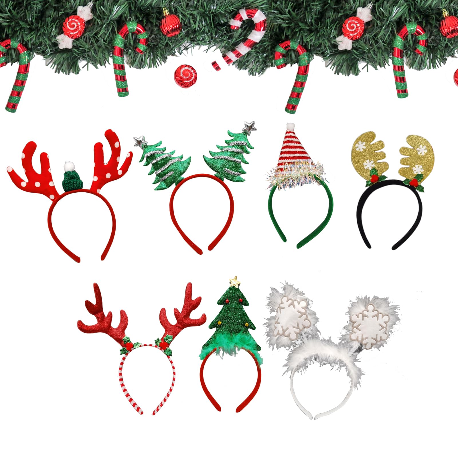 CHENGZI Cartoon Hair Band Festival Fabric Art Cartoon Snowflake Deer Horn Christmas Decoration Hair Band Accessories Hair Ring Hair Clip (A Christmas tree style) - Image 3