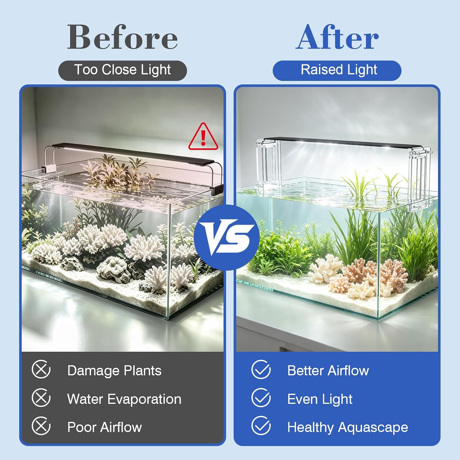 Adjustable Fish Tank Light Holder with Dual Height