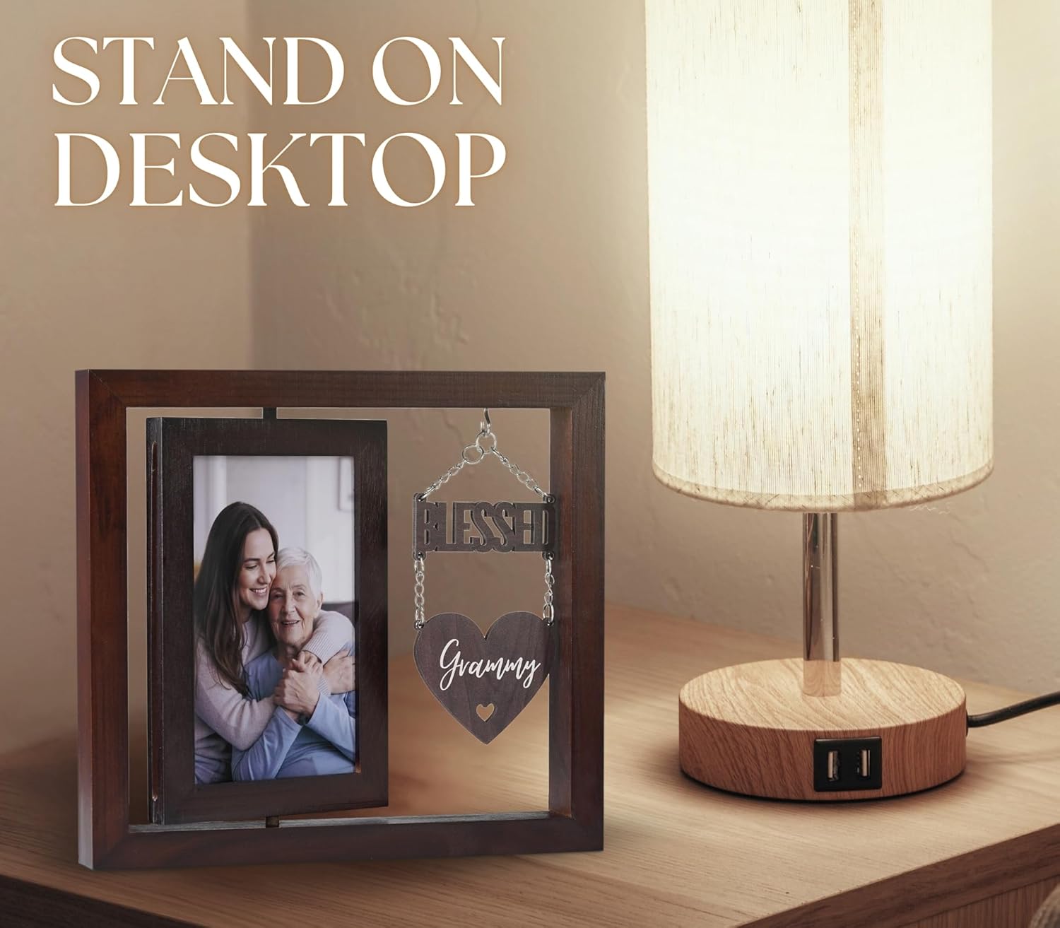 InnoBeta Grammy Gifts, Grandma Gifts from Grandchildren, Blessed Grammy Photo Frame, Mother's Day, Christmas, Birthday, Rotating 6R Picture Frame - Image 4