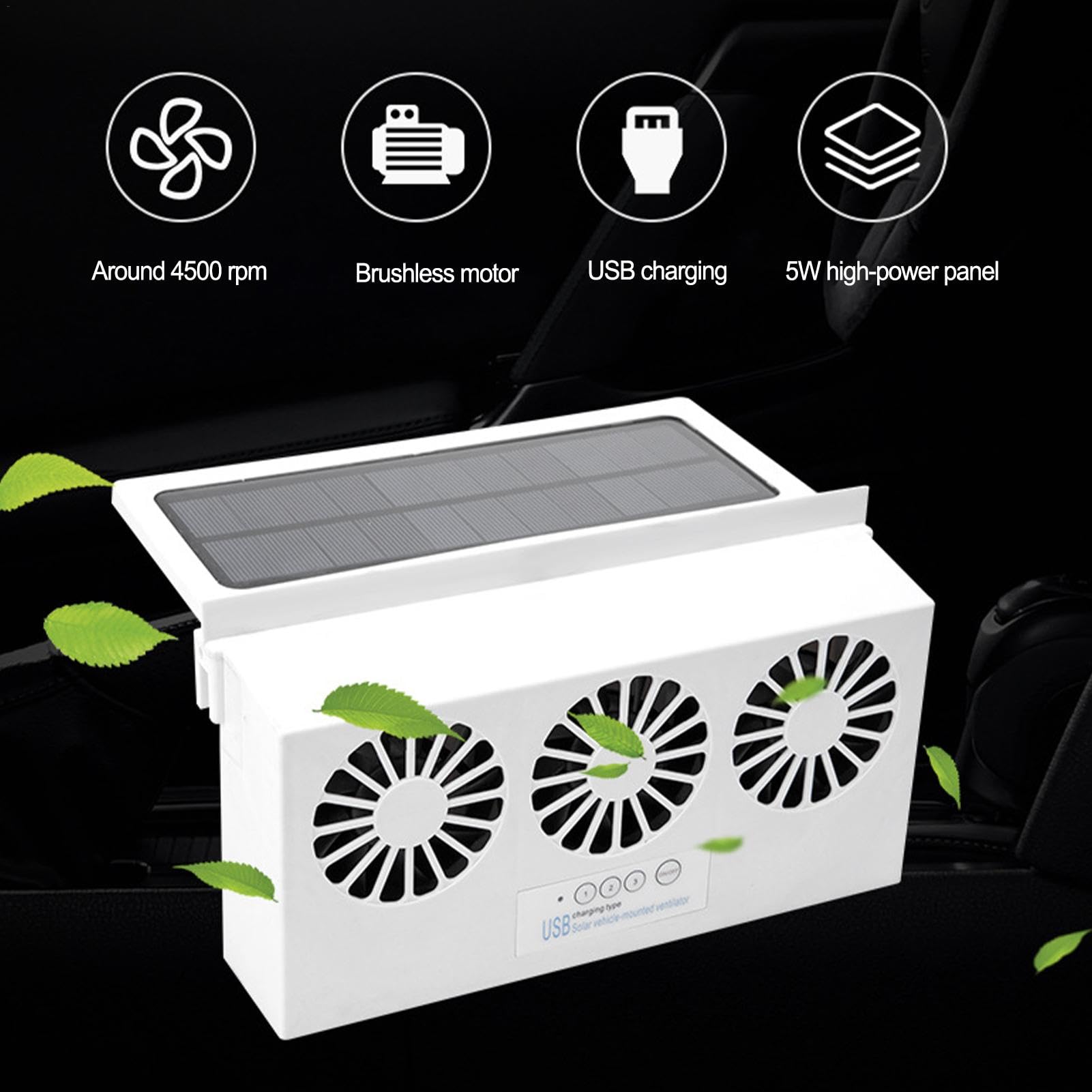 Ventola di scarico per auto solare,Ventilatori per auto ad energia solare,Ventola di scarico automobilistica silenziosa - Ventilatore per finestrino auto con batteria da per rimuovere