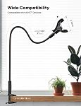 Lamicall Gooseneck Phone Holder Bed - [Newest Nylon Braided Wrapped] Flexible Arm, Overall Length 38in, 360 Adjustable Clamp Clip, Overhead Cell Phone Mount Stand for Bed, Desk, 4-7” Cellphone