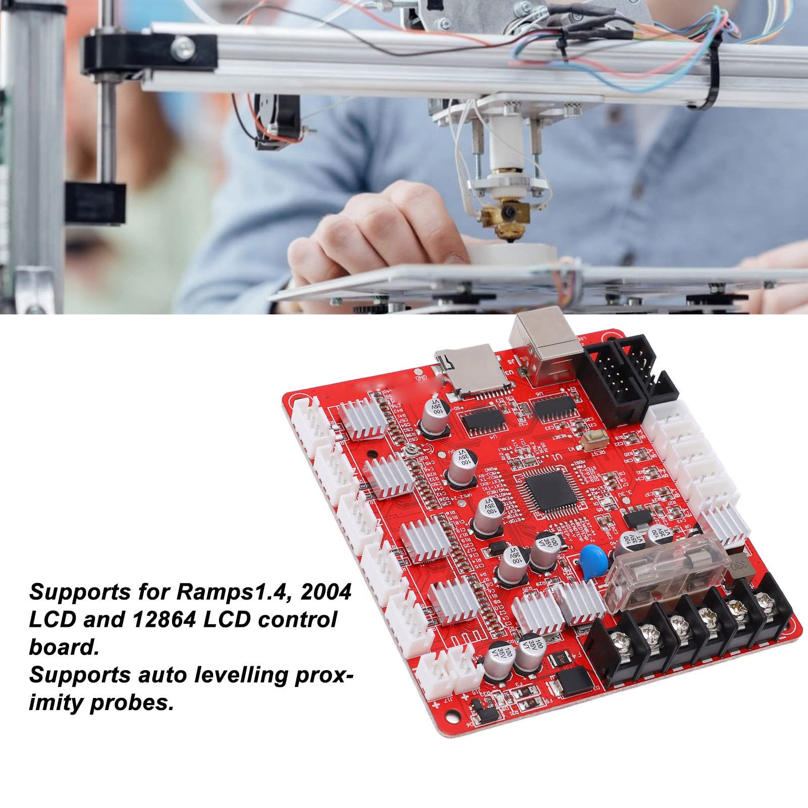 Módulo de placa base de impresora 3D, interfaz USB de motor A4988, 12 V, 24 V, para Anet A6, placa de control de alta eficiencia para entusiastas de la impresora 3D