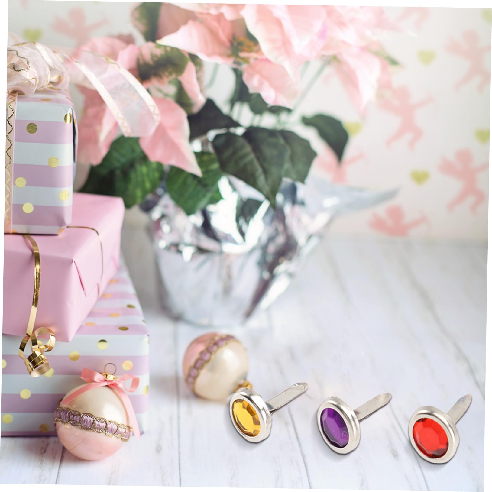 jojofuny 100pcs Mini Round Brads for Crafting Scrapbooking DIY Projects Durable Metal Fasteners Random Pastel Colors for Holding Photos Ribbons Random Color