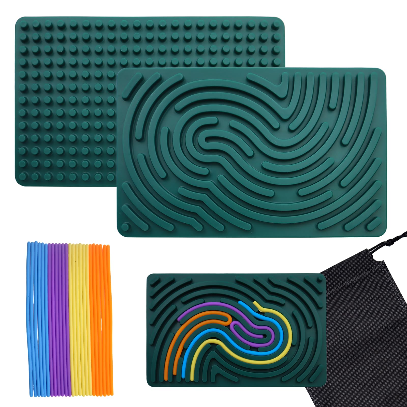 GETRICH Sensory Activity Board, Push Peel Sensory Board Silicone Fidget Toys with Portable Bag & 24 Strings, Sensory Toys for Kids 3+ to Relieve Stress, Anxiety, Adhd, Autism-1