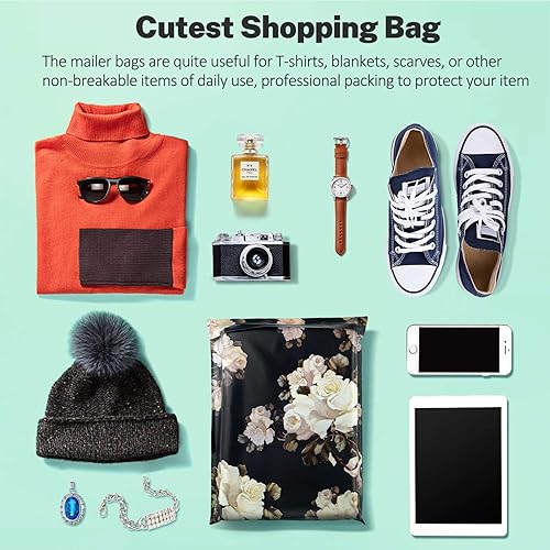 Miniatura 47 de Paquete de 100 sobres de polietileno de 10 x 13 pulgadas, bonitos sobres de polietileno para pequeñas empresas, bolsas de envío para ropa, THANK