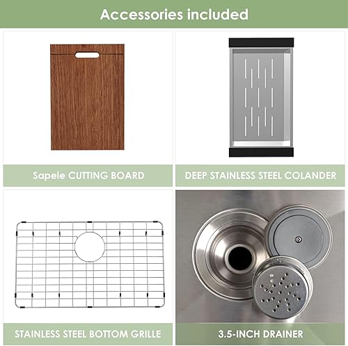 Miniatura 2 de Davivy Combo de fregadero de cocina, fregadero de cocina de acero inoxidable SUS304 con estación de trabajo de un solo tazón (montaje inferior (30