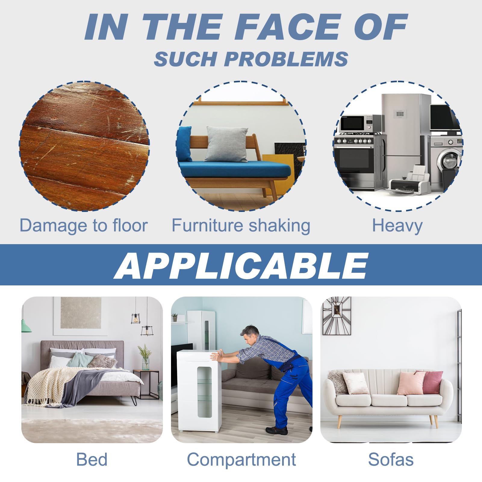 20 Scivoli Per Mobili In PTFE Teflon - Cursori Autoadesivi Per Spostare Divani, Letti, Armadi Pesanti | Protezione Pavimenti - Foto 7