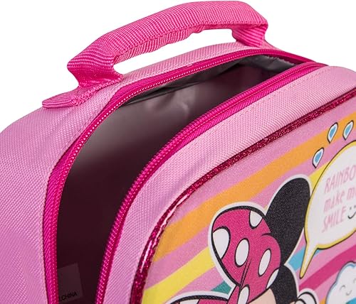 Miniatura 8 de Juego combinado de mochila de Minnie Mouse, juego de mochila de 4 piezas para niñas de Minnie Mouse de Disney - Kit de mochila y almuerzo, Rosa,
