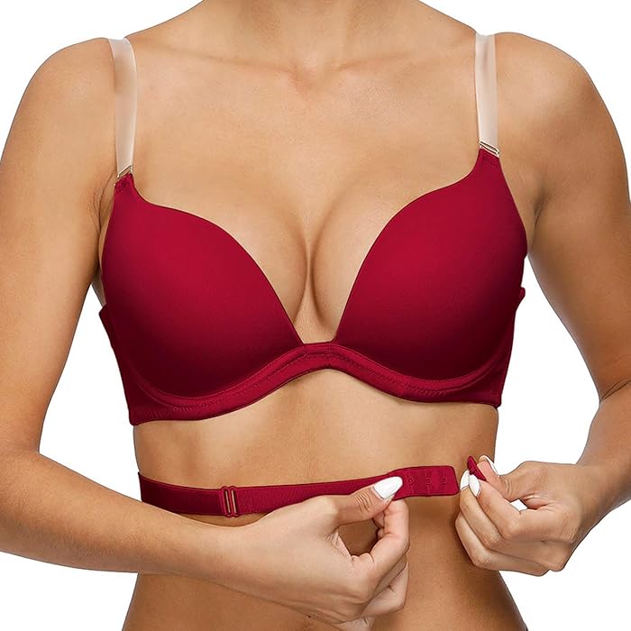 Buy Women's Convertible Push Up Bra Low Back Plunge Bras Multiway Deep