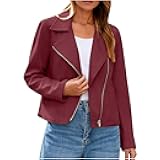 Womens Cropped Trench Coat Trendy Casual Lapel Collar Long Sleeve Motorcycle Short Jacket Fashion Outerwear