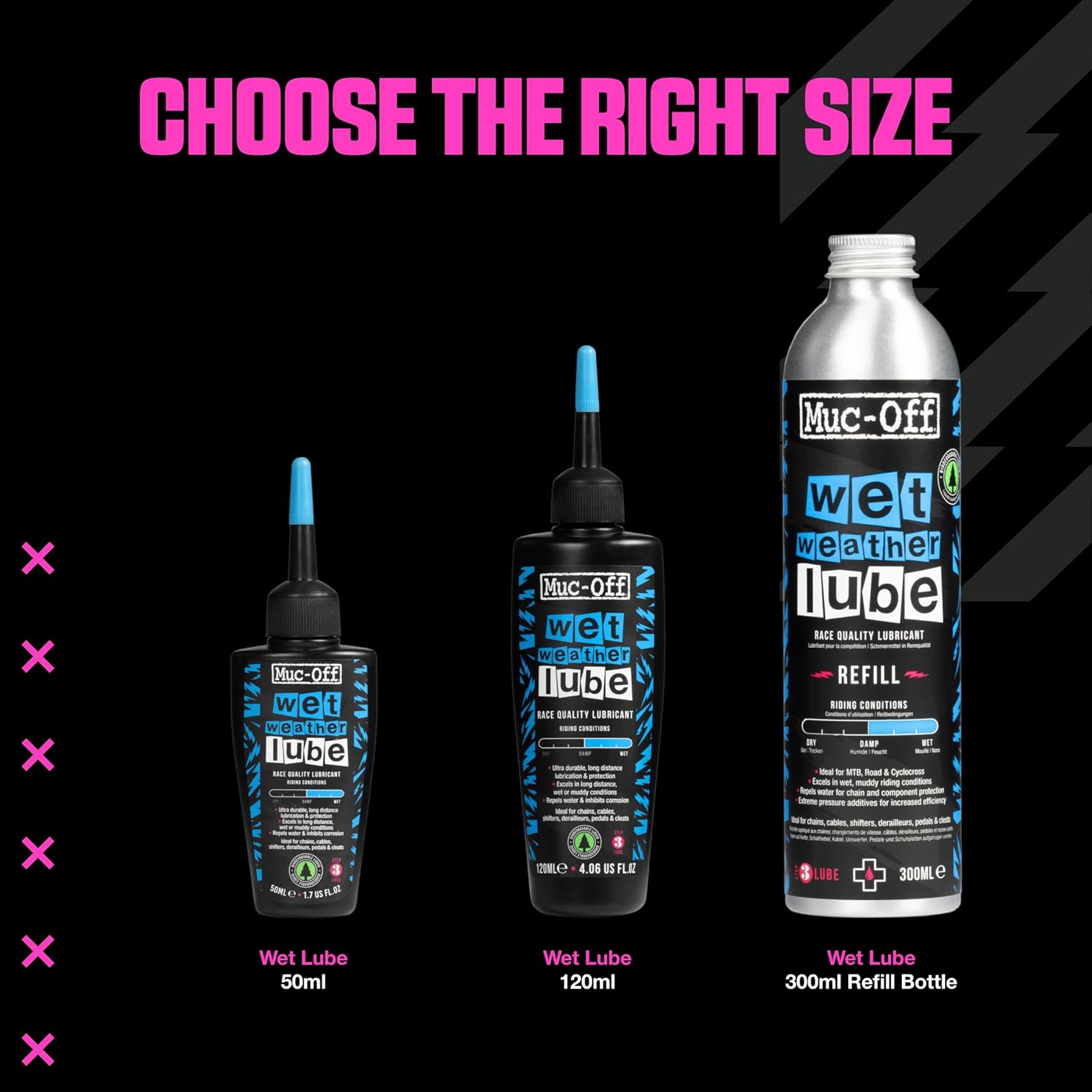 Muc-Off Chain Wet Lube 50ml | Biodegradable Bicycle Chain Lubricant Wet | Reduces Friction & Extends Chain Life | Wax-Based Formula Repels Water | Suitable for MTB & Road Bikes