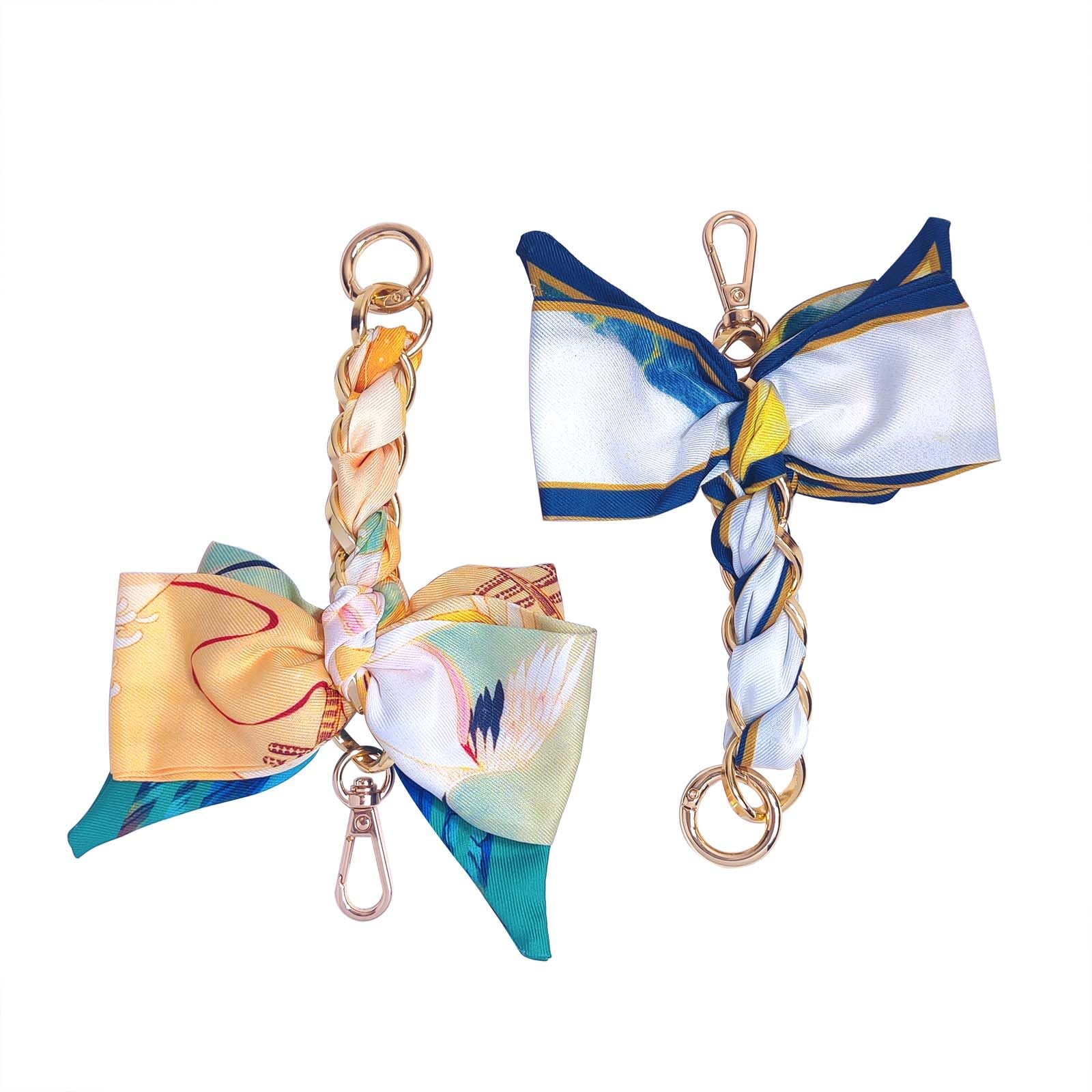 AGEN KGEN Women Bag Extender Chain Purse Strap Extenders Purse Chain Exquisite Silk Bowknot Scarf Decoration Replacement Chain for Handbags Purse