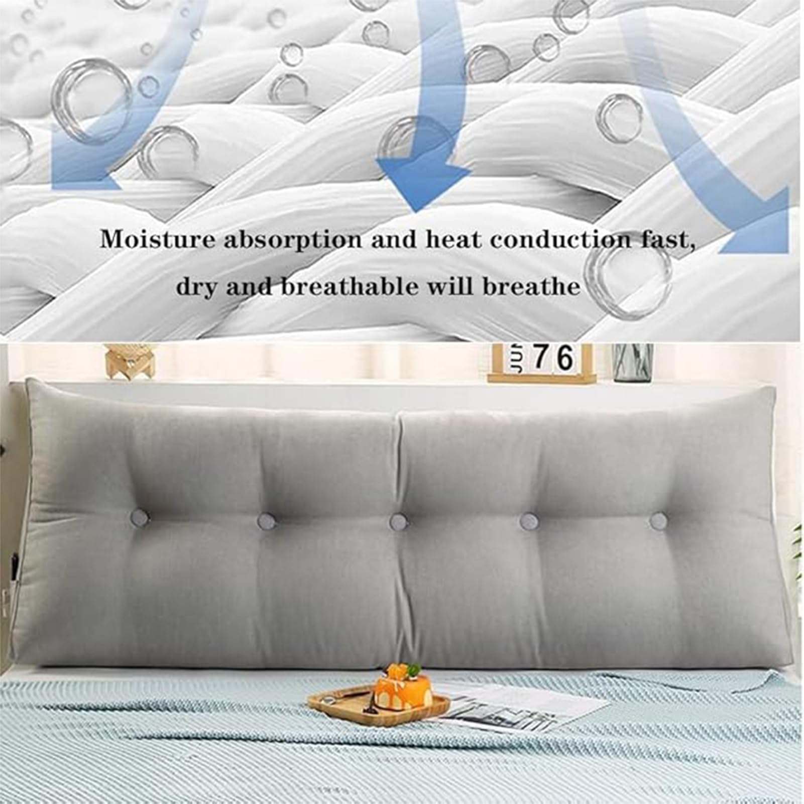 Almohada de apoyo triangular de 80 x 50 x 20 cm, cómodo cojín de respaldo de lectura para cabecero, soporte lumbar, apoyo de posicionamiento, ideal para relajación y apoyo postural.