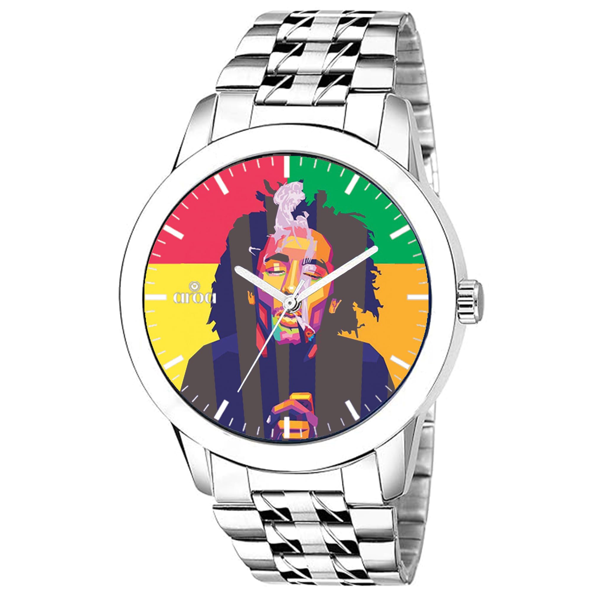 AROA Watch for Men with Multi Color Bob Marley Watch Model :SS/1/131 in Steel Metal Type Stainless Steel Strap Analog Watch Yellow Dial for Men Stylish Watch for Boys (B0D2V51DG1) Amazon Price History, Amazon Price Tracker