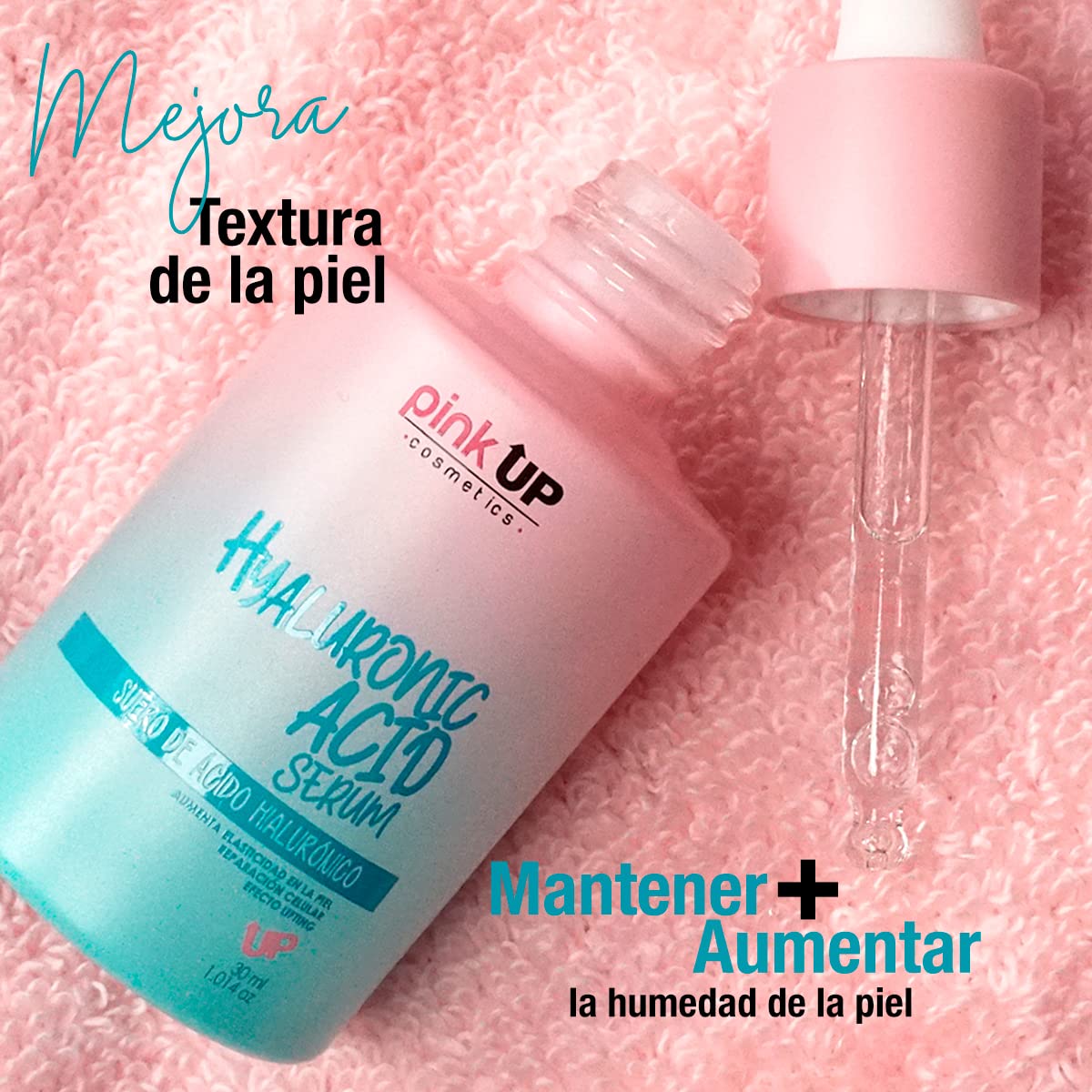 PINK UP Siero all'acido ialuronico, idratazione profonda della pelle del viso, riduce le linee di espressione, non appiccicoso, siero viso, 30 ml, modello PKSK07