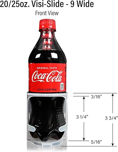 Vista 4 de Visi-Slide - Dispensador de bebidas de soda de 20 onzas, deslizamiento alimentado por gravedad para estantes angulares para refrigeradores