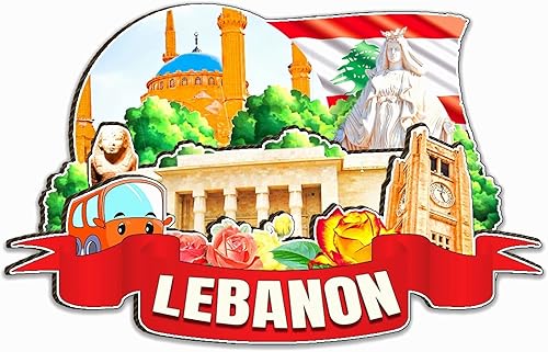 Miniatura 1 de Líbano - Imán para nevera de Oriente Medio con imán de madera 3D, monumentos de viaje, decoración coleccionable hecha a mano