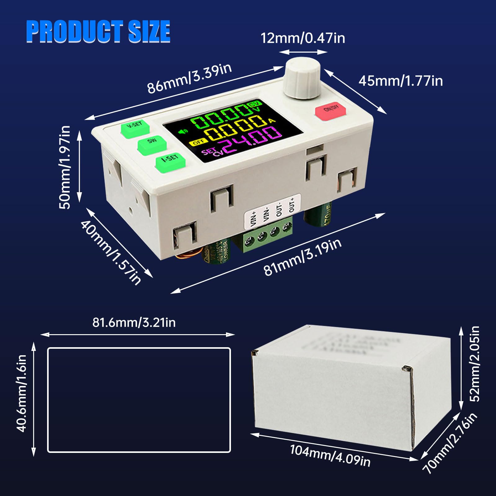 DC Einstellbarer Boost Buck Converter Spannungsregler,SK120X DC6-36V 120W 6A Numerische Steuerung Hebespannung Wandler Konstante Spannung Konstanter Strom Solarlademodul mit Schlüsselindikator