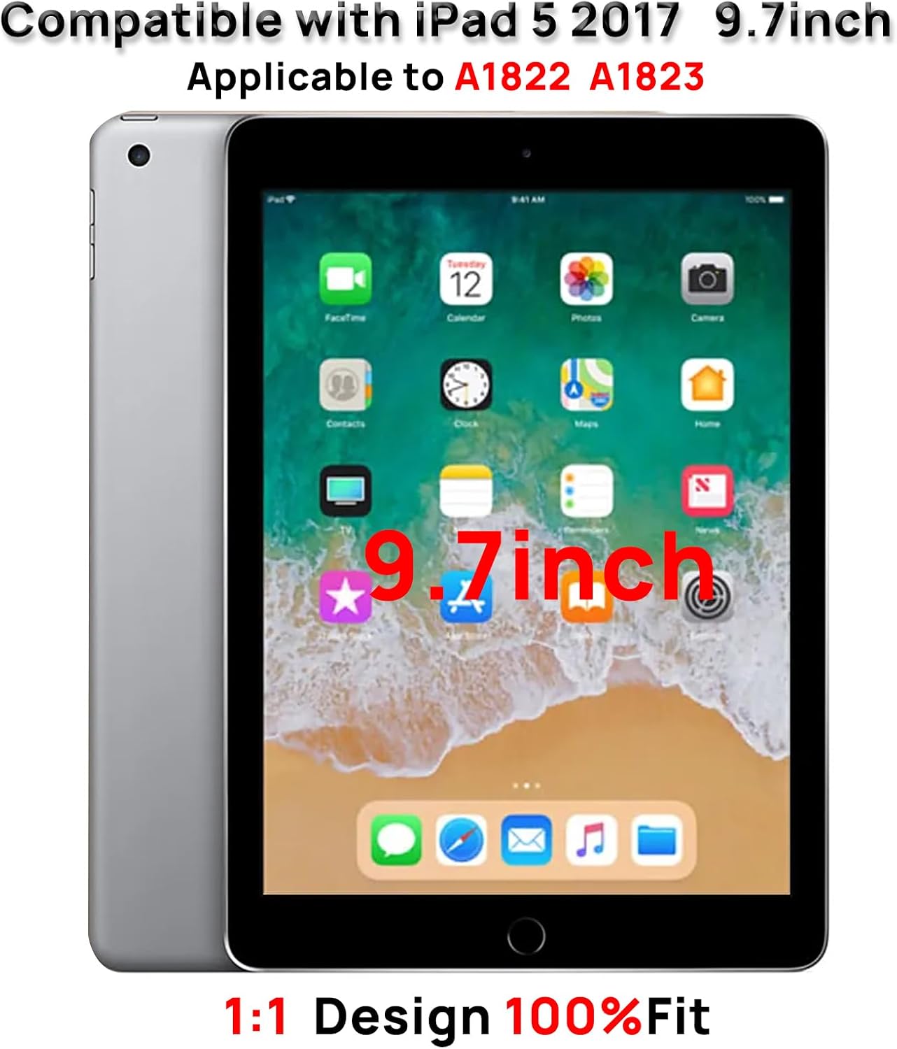 for iPad 5th Generation 9.7" 2017 Screen Replacement Digitizer Touch Glass for iPad A1822 A1823 with Home Button
