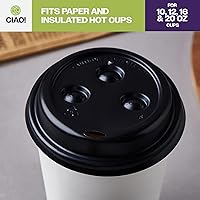 Vista 6 de CIAO! - Vaso para café con tapa de sorbo de cúpula negra, 10-24 onzas (90mm), 1000