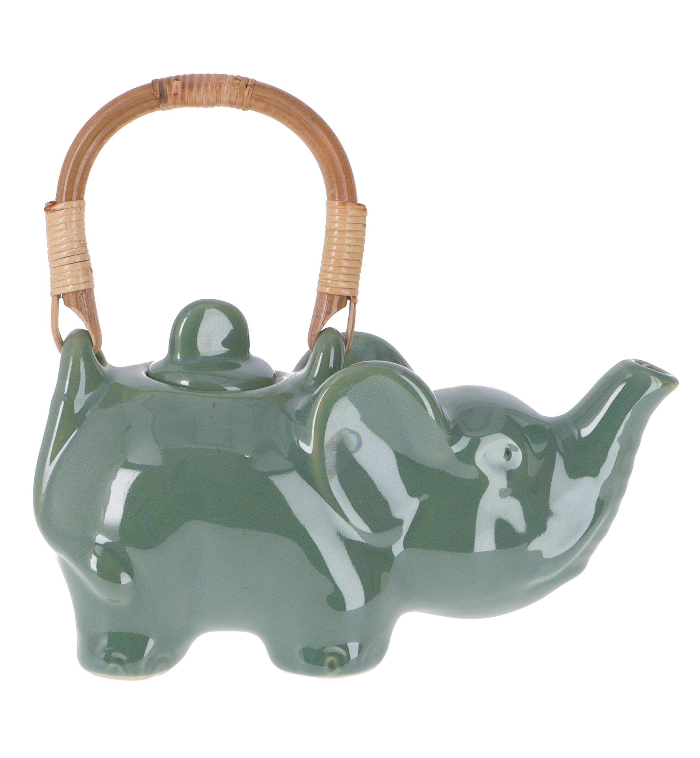 Guru-Shop Théière en Céramique - Eléphant, Vert, 20x23x10 cm, Accessoires de Cuisine et Divers