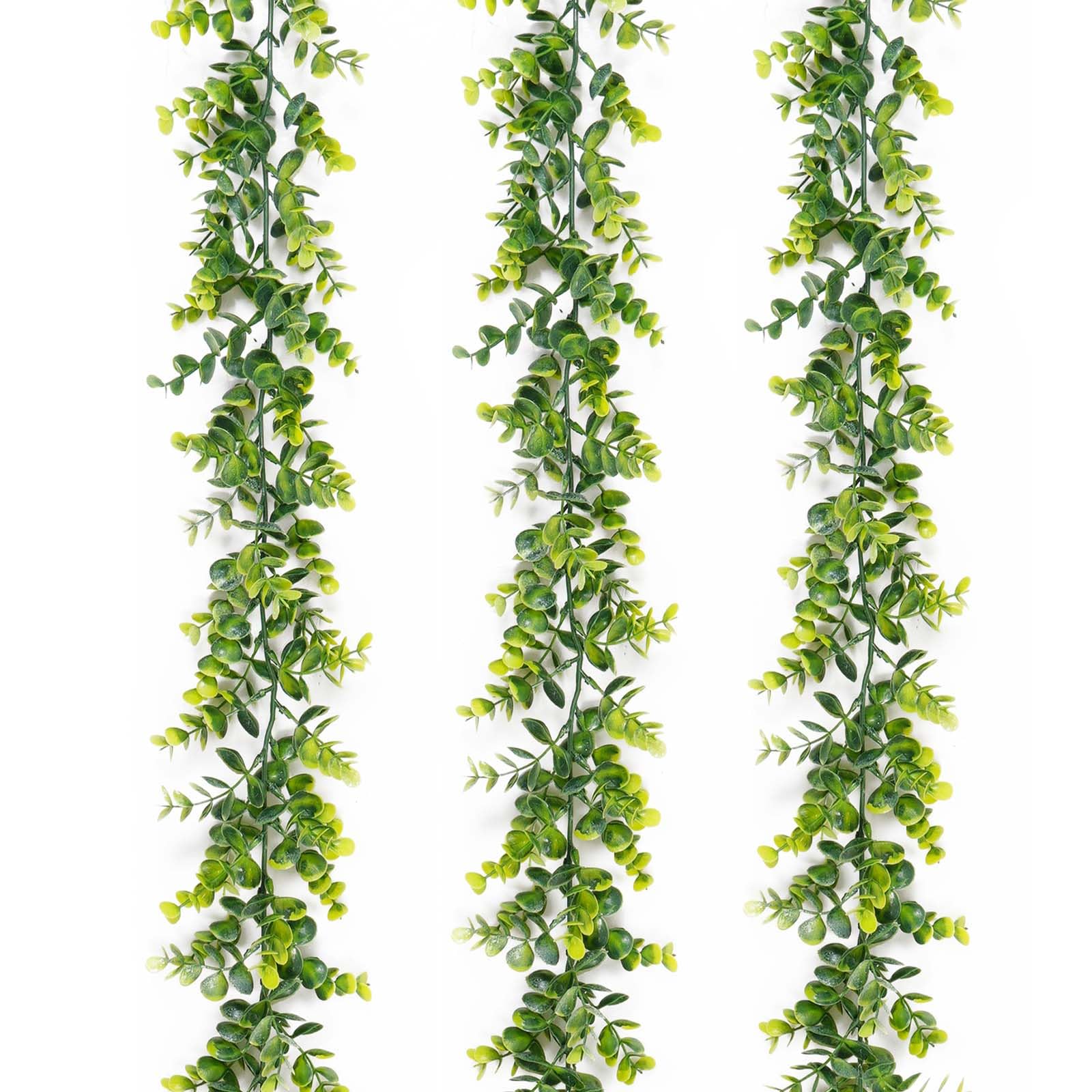 BLEUM CADE 3 Pack 18 Ft Faux Eucalyptus Garland Bulk, 5.9 Ft/pcs Artificial Greenery Garland Fake Hanging Eucalyptus Vines for Wedding Backdrop Arch Party Home Table Decoration(Green)