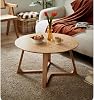 Wood Round Coffee Table,Solid Wood Coffee Table With Bow-Wood Base Legged Side Table,For Small Space Living Room Office Modern Center Circle Coffee Table(Size:70×55cm(27.5×21.6"),Color:Log Color)
