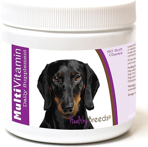Miniatura 113 de Healthy Breeds Multivitamínico siberiano Husky para perros, suplemento diario recomendado por veterinarios, sabor a tocino, 60 masticables suaves