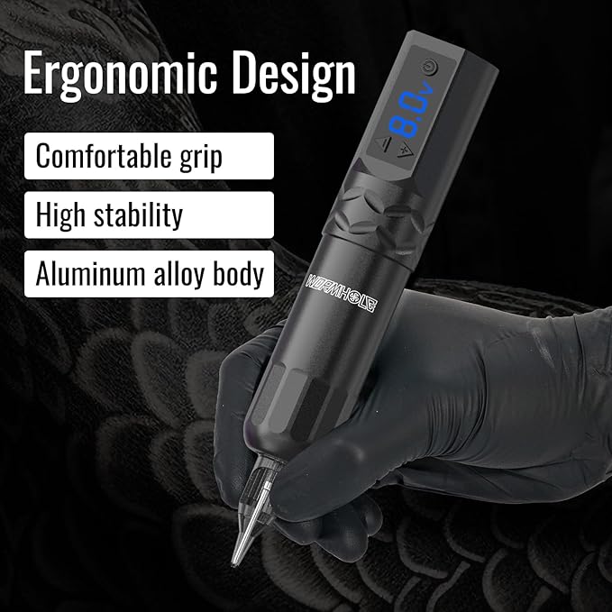 Kit Máquina Tatuar Rotativa WTK375 Pen Inalámbrica 20 Agujas miniatura 4