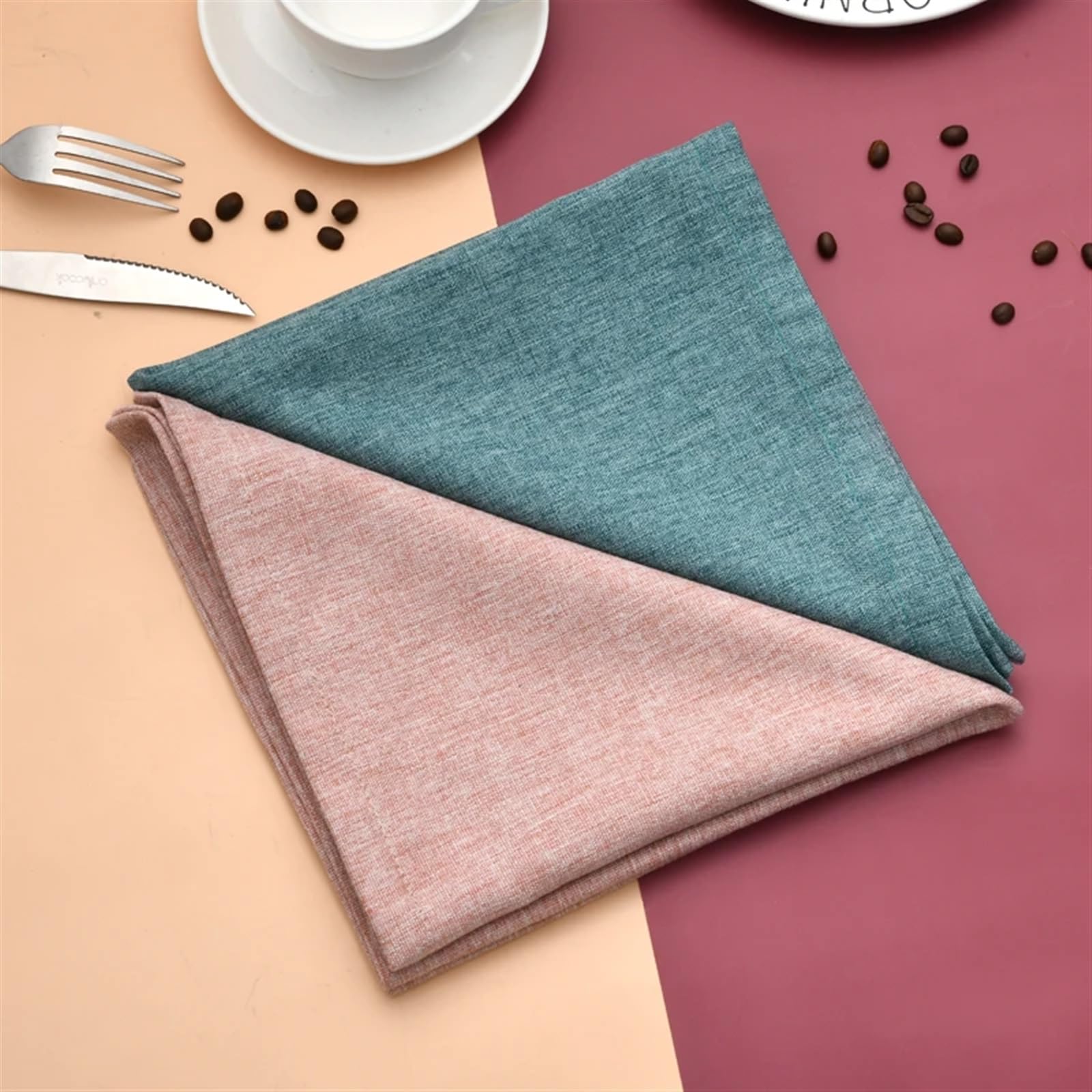 Tovagliolo di Stoffa Ristorante Modello Modello in Cotone e Lino tovagliolo tovagliolo tovagliolo Pieghevole Fiore tovagliolo in Stile Occidentale (Color : Linen-4pc)