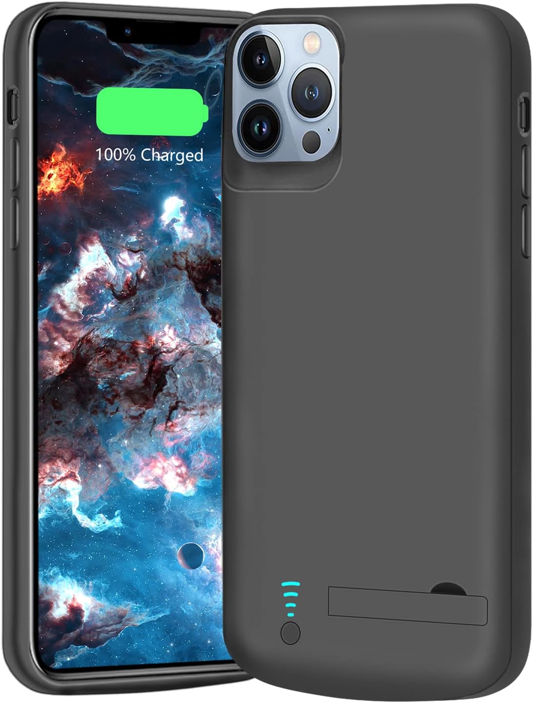 Battery Case for iPhone 12 Pro Max/iPhone 13 Pro Max, 6000mAh Rechargeable Extended Battery Charging Charger Case, Add 100% Extra Juice (6.7 Inches) Black