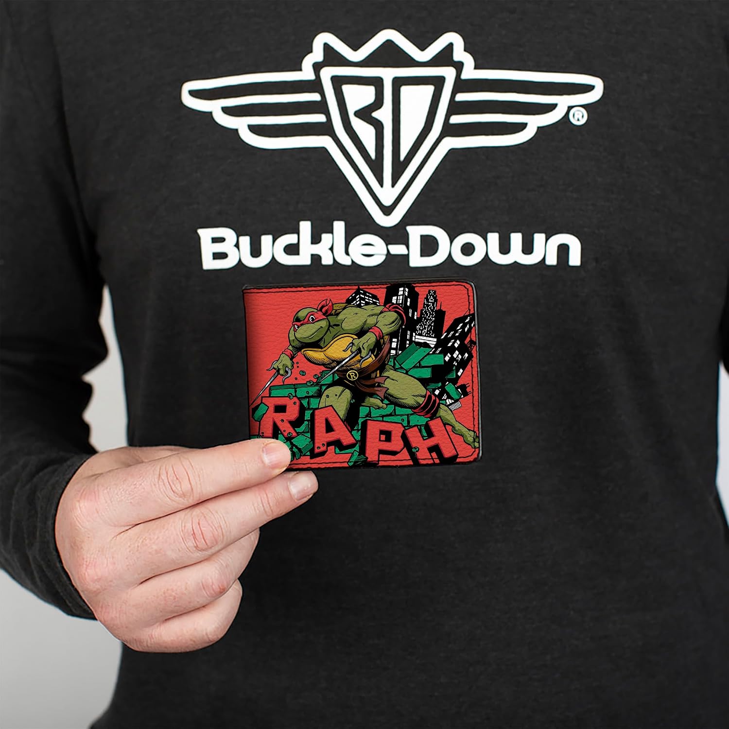 Buckle-Down Nickelodeon Wallet, Bifold, Teenage Mutant Ninja Turtles Raph Action Pose Red, Vegan Leather