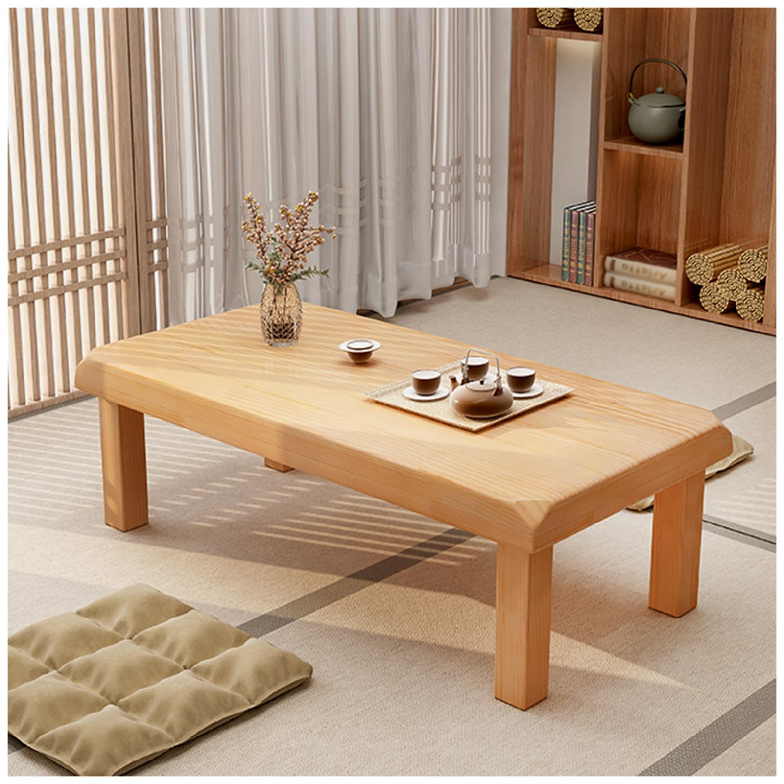 Table basse tatami 60x60cm pour soulager le dos lors des repas au sol