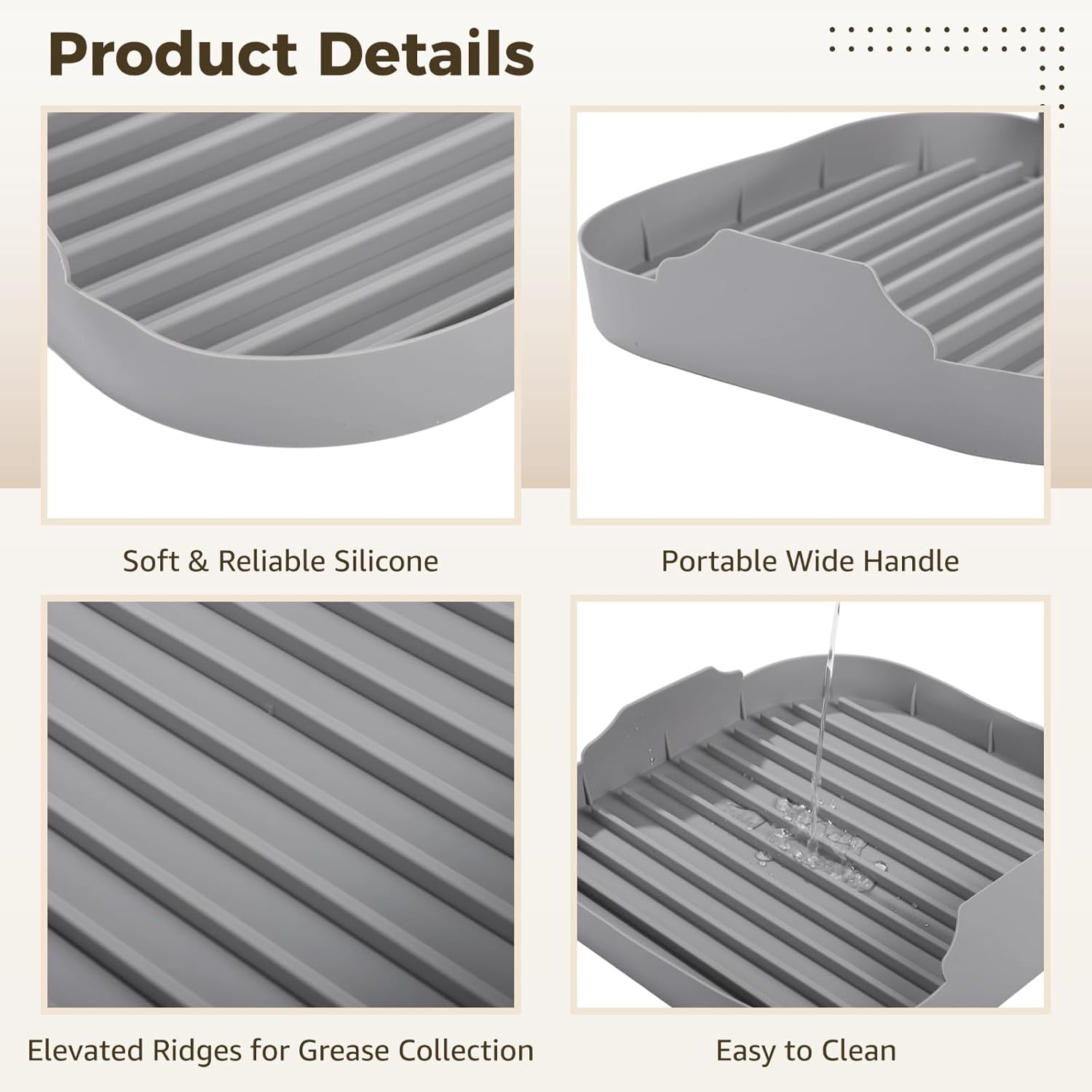 2 Pcs Microwave Bacon Cookers, Silicone Bacon Trays for Microwave Oven, Food-Safe Meat Bacon Makers with Grooves, Fast Heating, Dishwasher Safe, 9.85×9.85×1.97"