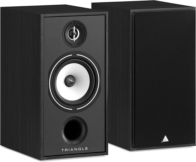 Triangle - Enceinte Bibliothèque Hi-FI BOREA BR04 - Puissance Admissible 110W - Rendement 90 DB/W/m – Polyvalente Musique et Home-Cinéma - 206 x 380 x 314 mm - Noir (Paire)