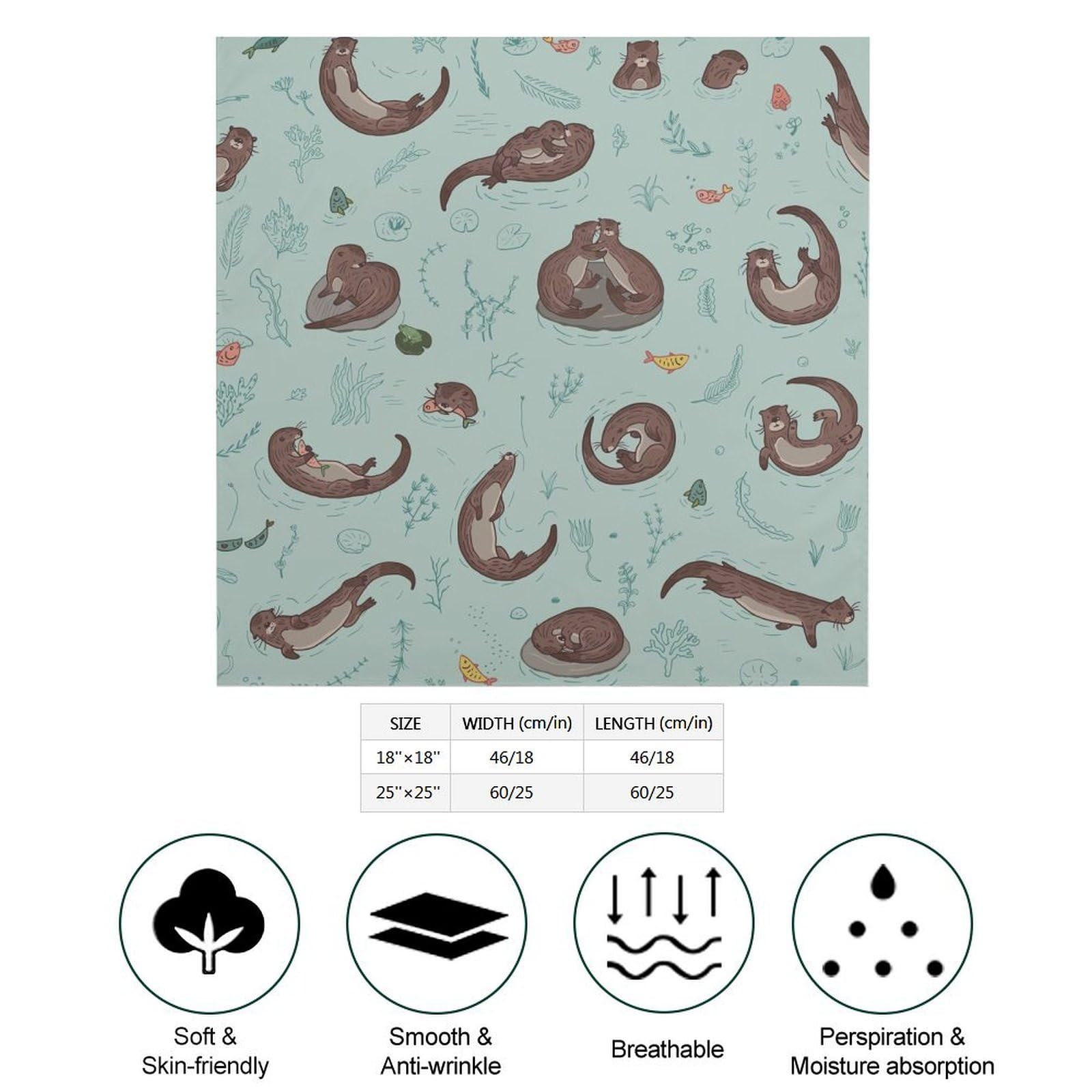 Csemeie Otters Pattern Bandana Hair Scarf Headband Adjustable Neckerchief for Men Women Decor