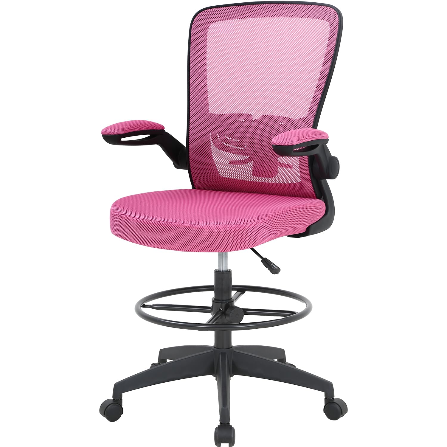 PayLessHere Ergonomic Drafting Chair Tall Office Chair High Adjustable Standing Desk Chair with Lumbar Support Mesh Back Footrest Flip-Up Arms for