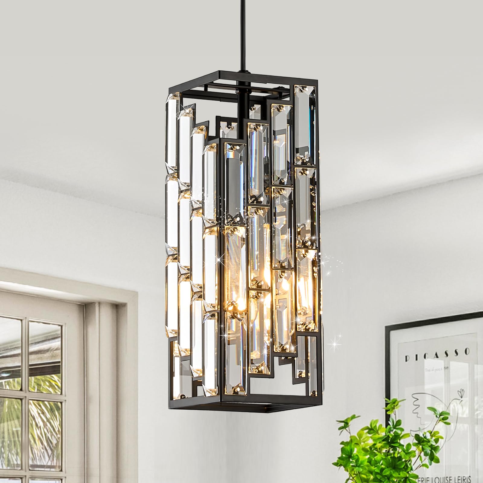 Photo 1 of CATINER Black Crystal Pendant Light, E26