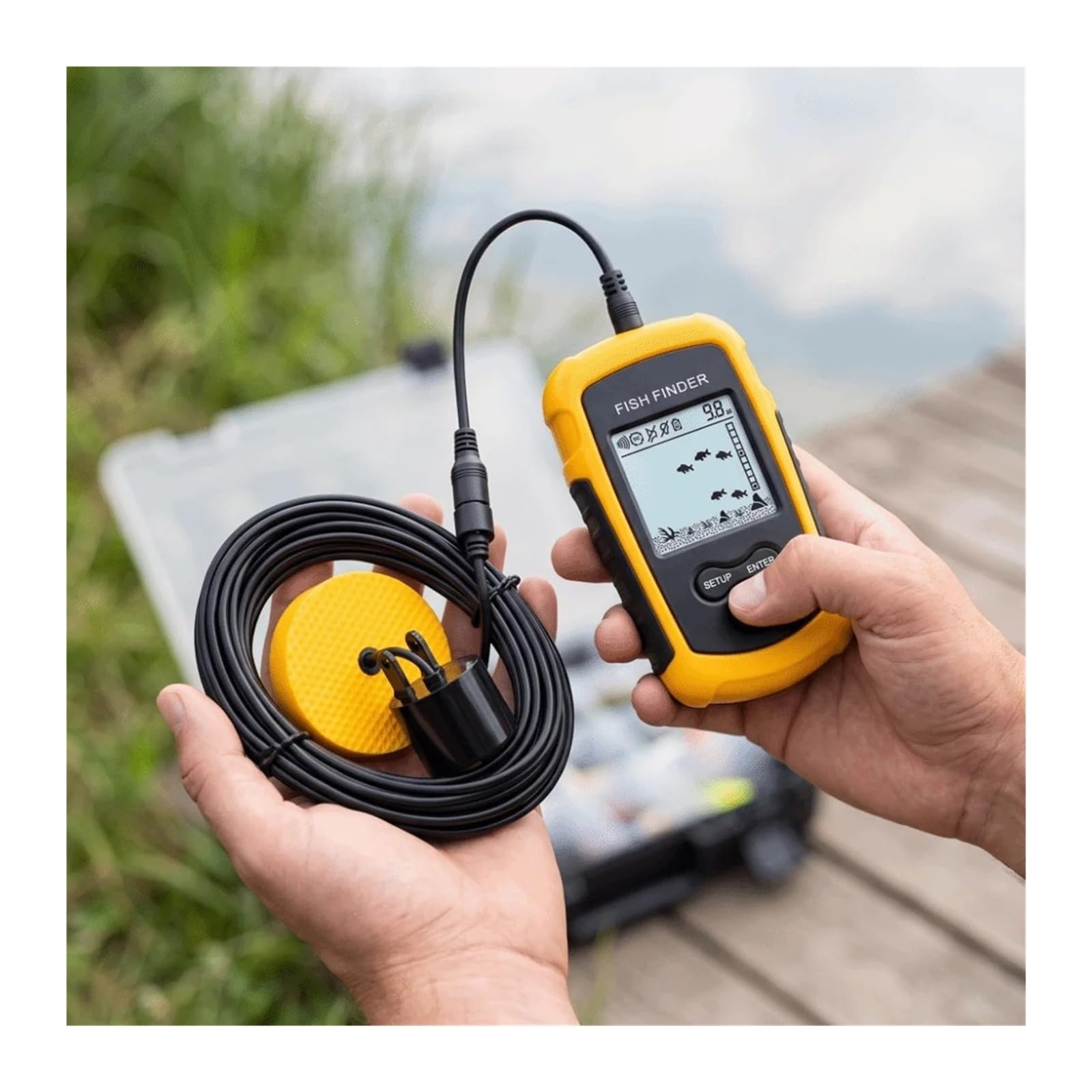 Ecoscandaglio, Ecoscandaglio portatile per pesci con schermo LCD, ecoscandaglio calcinabile per