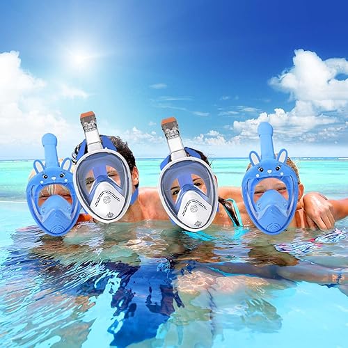 Miniatura 2 de Máscara de esnórquel de cara completa para adultos, niños, hombres y mujeres, equipo de esnórquel, máscara de natación, respiración subacuática,