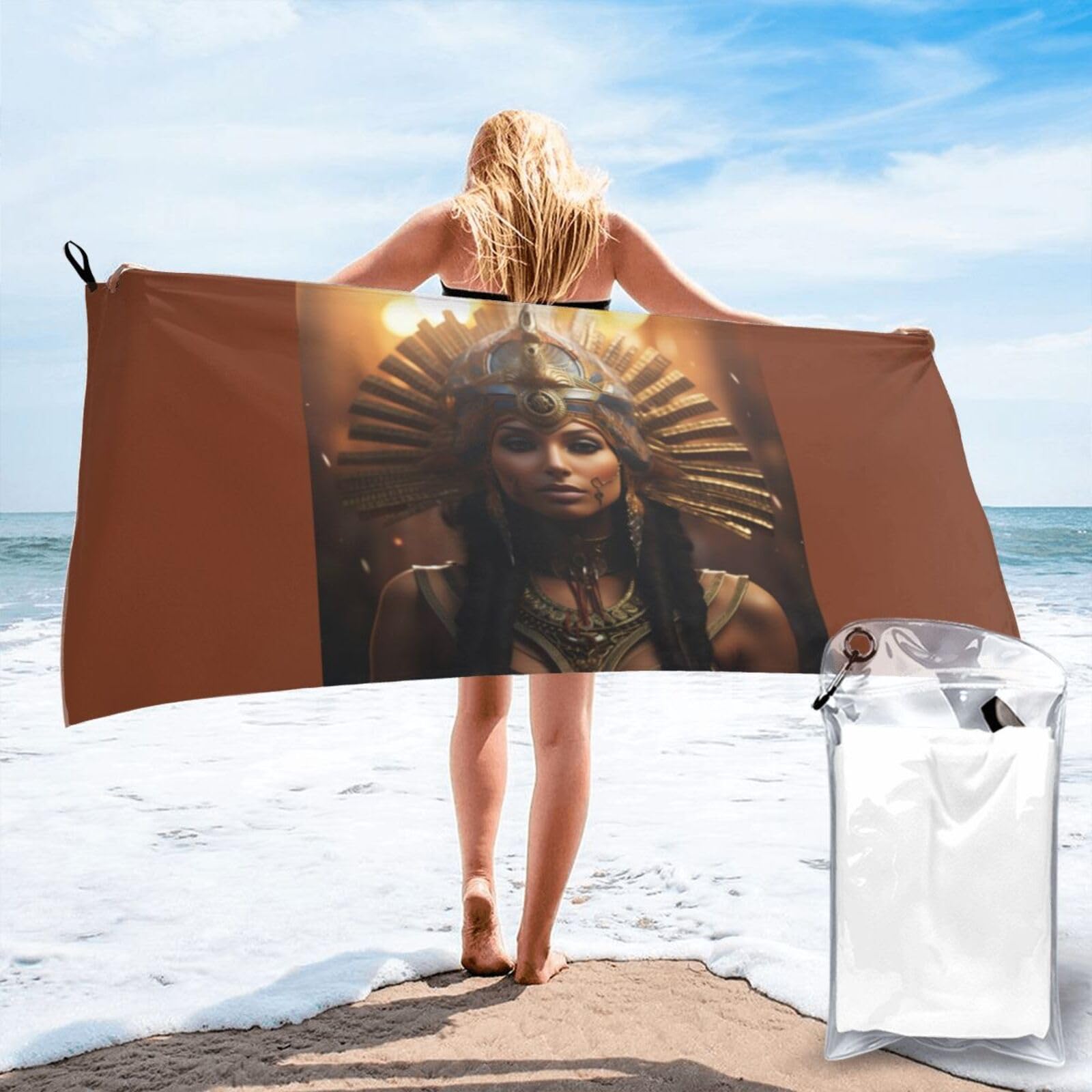 AYYQWE Ancient Egypt Tribe Series Print Lightweight Towel For Men Women Travel Beach Camping Hiking Yoga Swimming Sports