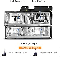 Vista 2 de DWVO - Conjunto de faros delanteros compatible con Chevy Silverado Tahoe C/K Suburban GMC Yukon 1990 1991 1992 1993 1994 1995 1996 1997 1998 1999