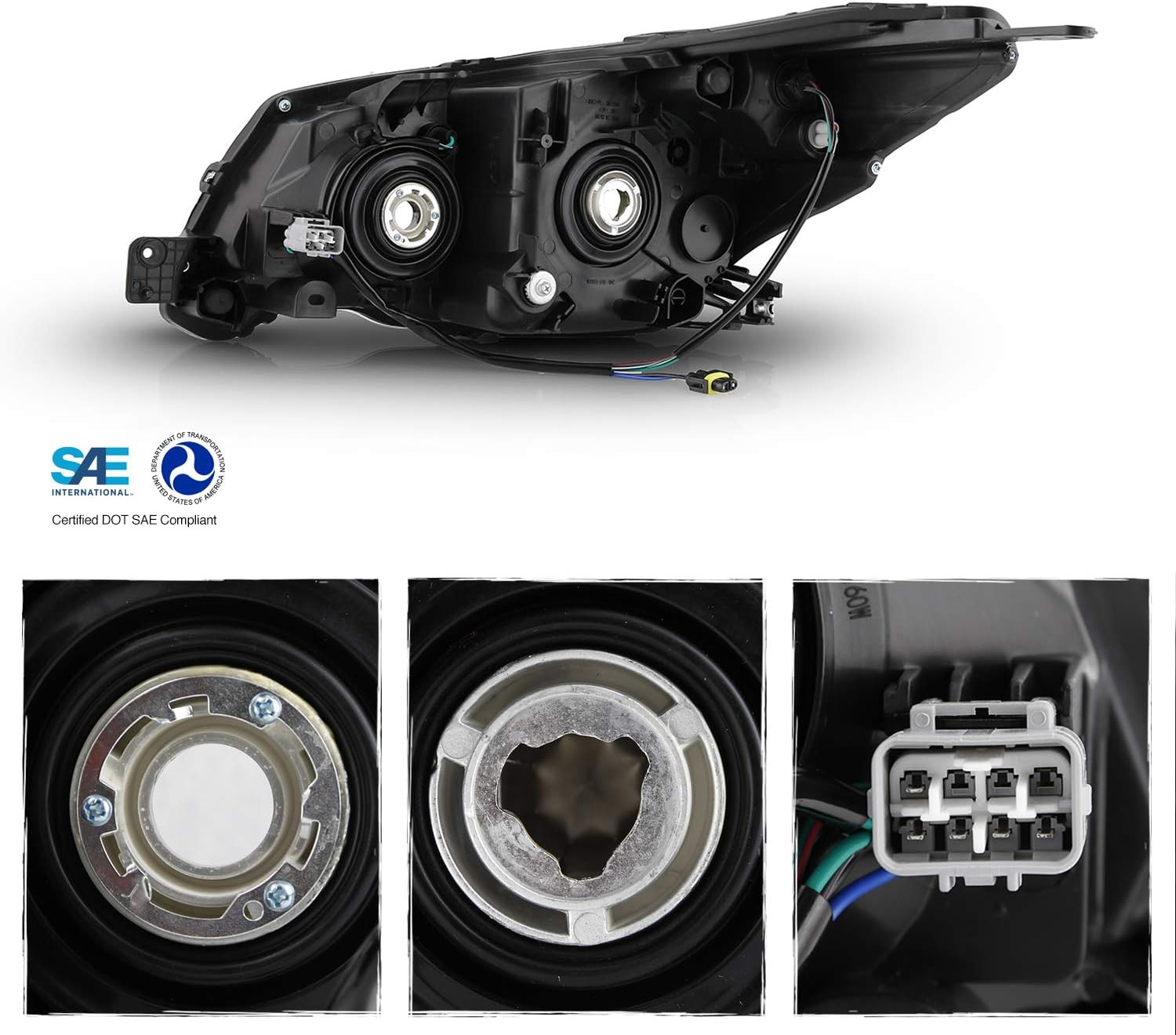 AKKON - Fits 2014-2016 Subaru Forester Factory Style OE Headlights Chrome Housing - Passenger Right Replacement
