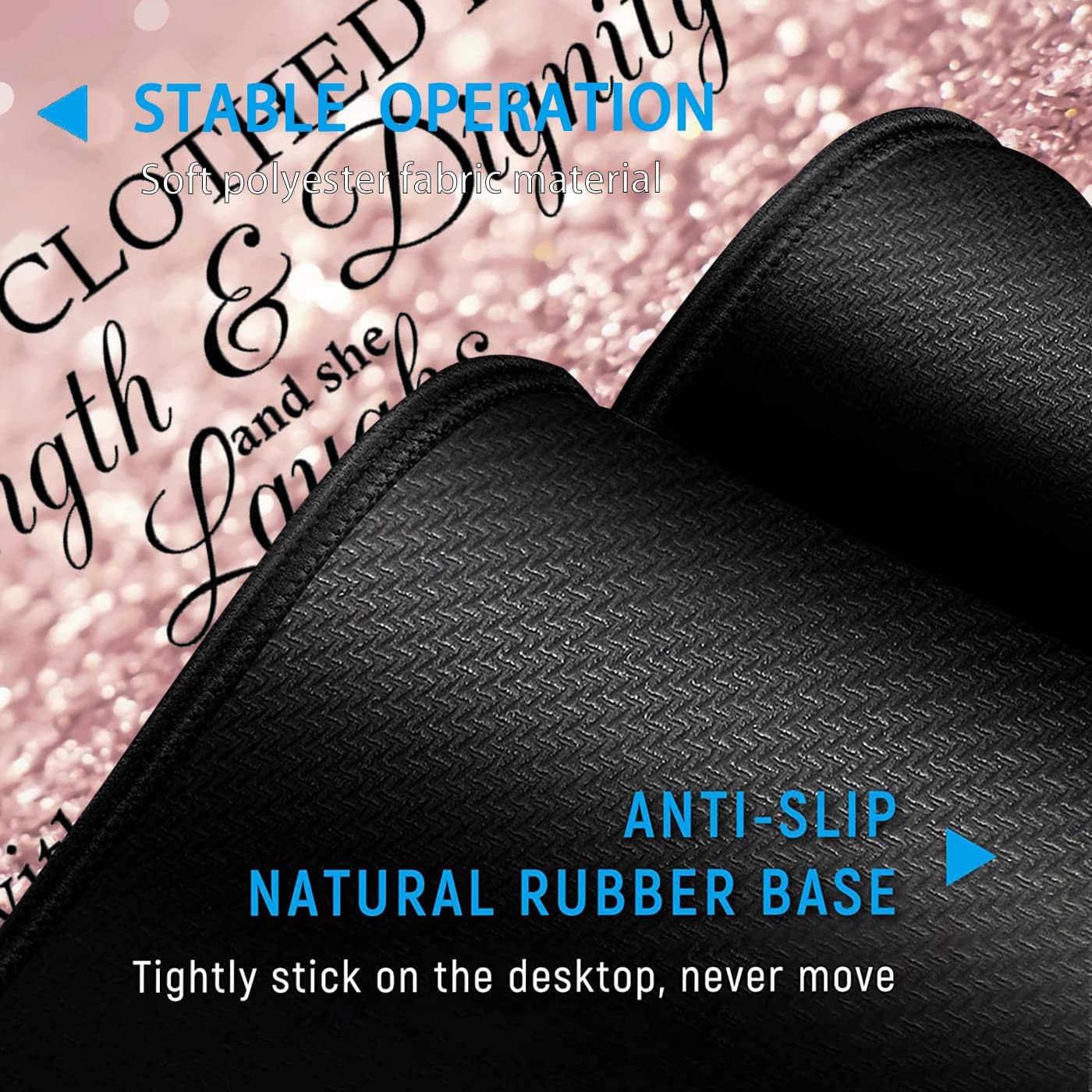Large Gaming Mouse Pad,Extended Office Desk Mat,Waterproof Desk Writing Pad for Office/Home Ergonomic Mouse &Keyboard Wrist Rest,Proverbs 31:25 Bible Verse Laptop Desk Pad Pink Mousepad Wrist Support