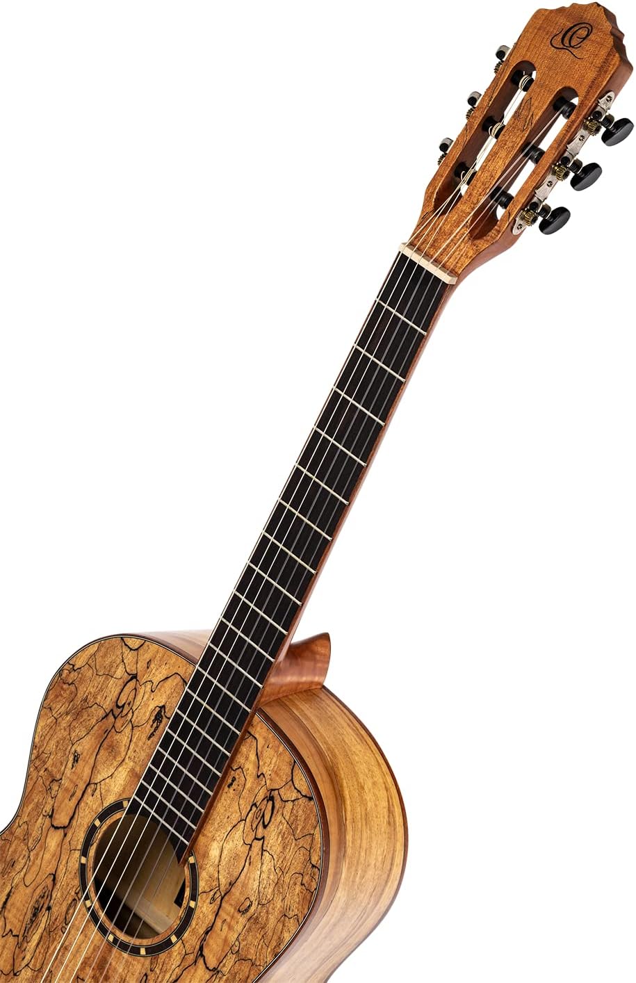 Ortega Guitars 6 String Private Room Spalted Maple Suite Solid Top Slim Neck Nylon Classical Guitar w/Bag, Right (RSM-REISSUE)