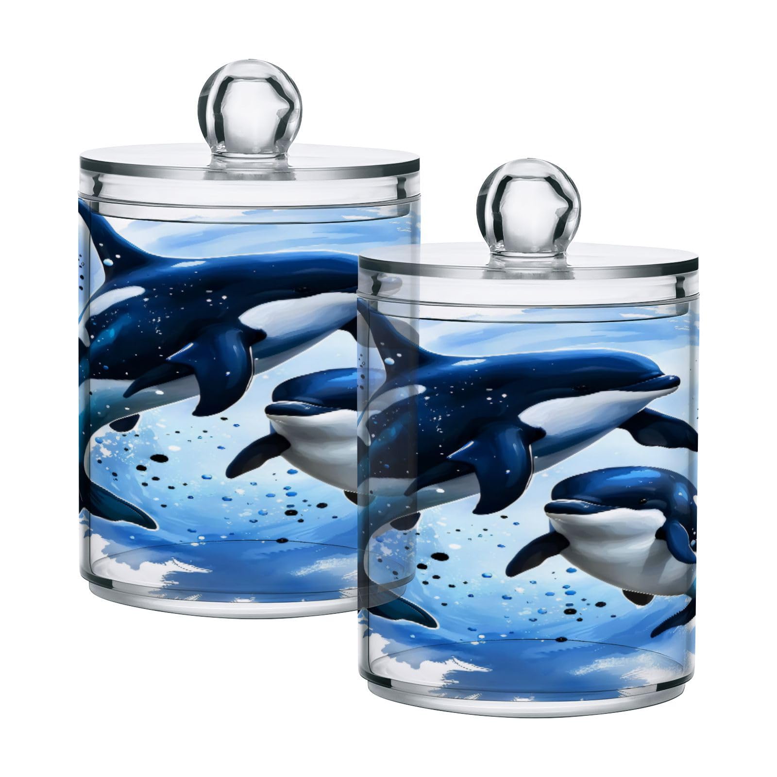 Tarro de boticario de plástico transparente para hisopo de algodón y decoración de hogar, pack 2