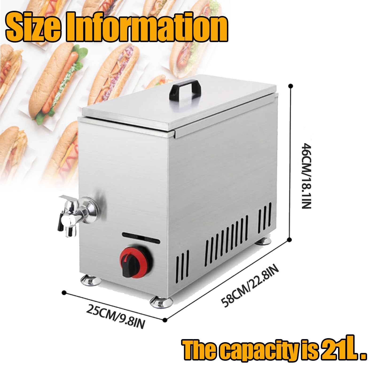 Friggitrice per hot dog di mais, friggitrice per hot dog da 21 l, adatta per snack Street, panetteria, bar