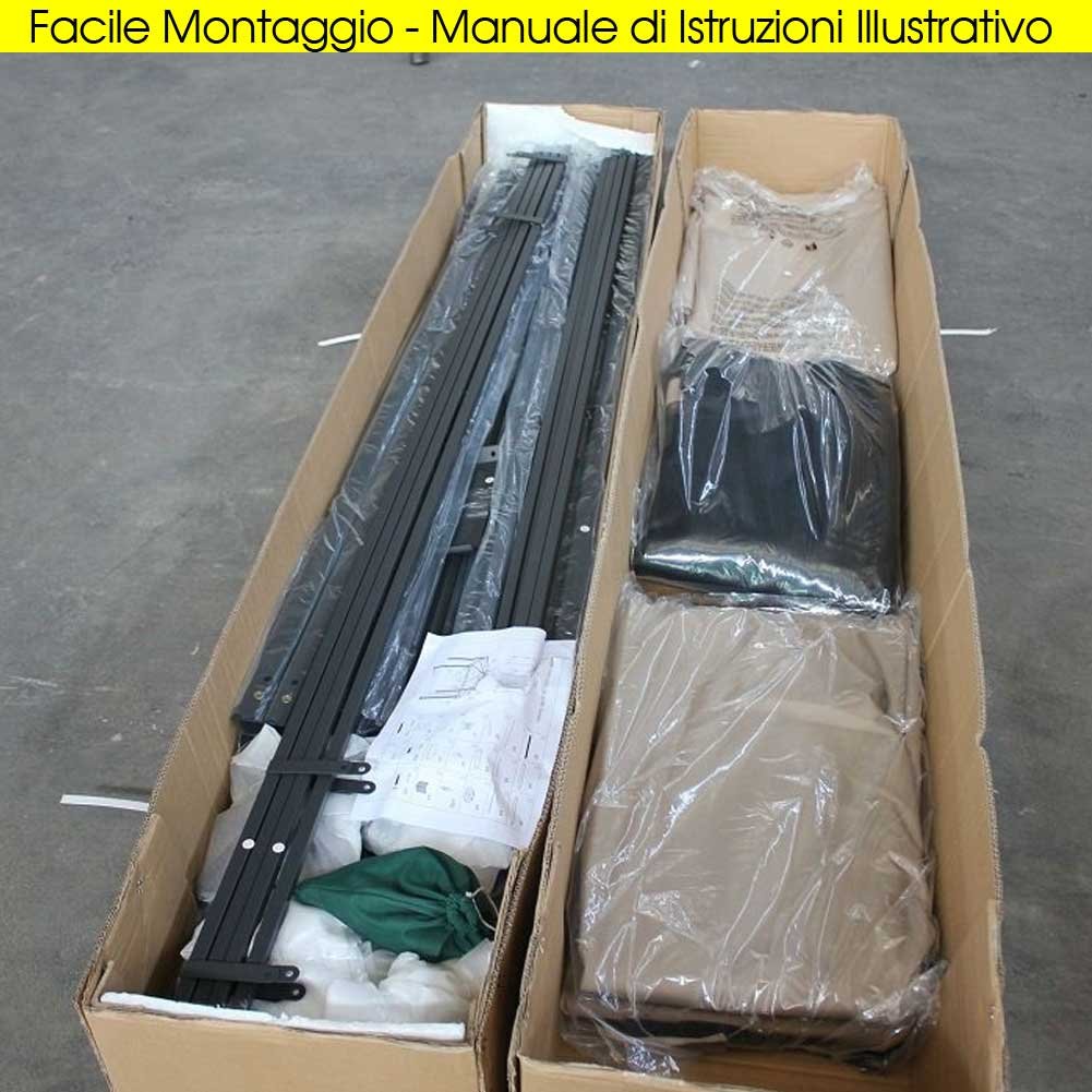 Bakaji Gazebo da Giardino 3x3 Mt Struttura in Alluminio con Copertura Telo 450 gr/mq Ghiaccio con Spalmatura Anti-UV. Antipioggia, completo di 4 Zanzariere e 4 Teli Laterali