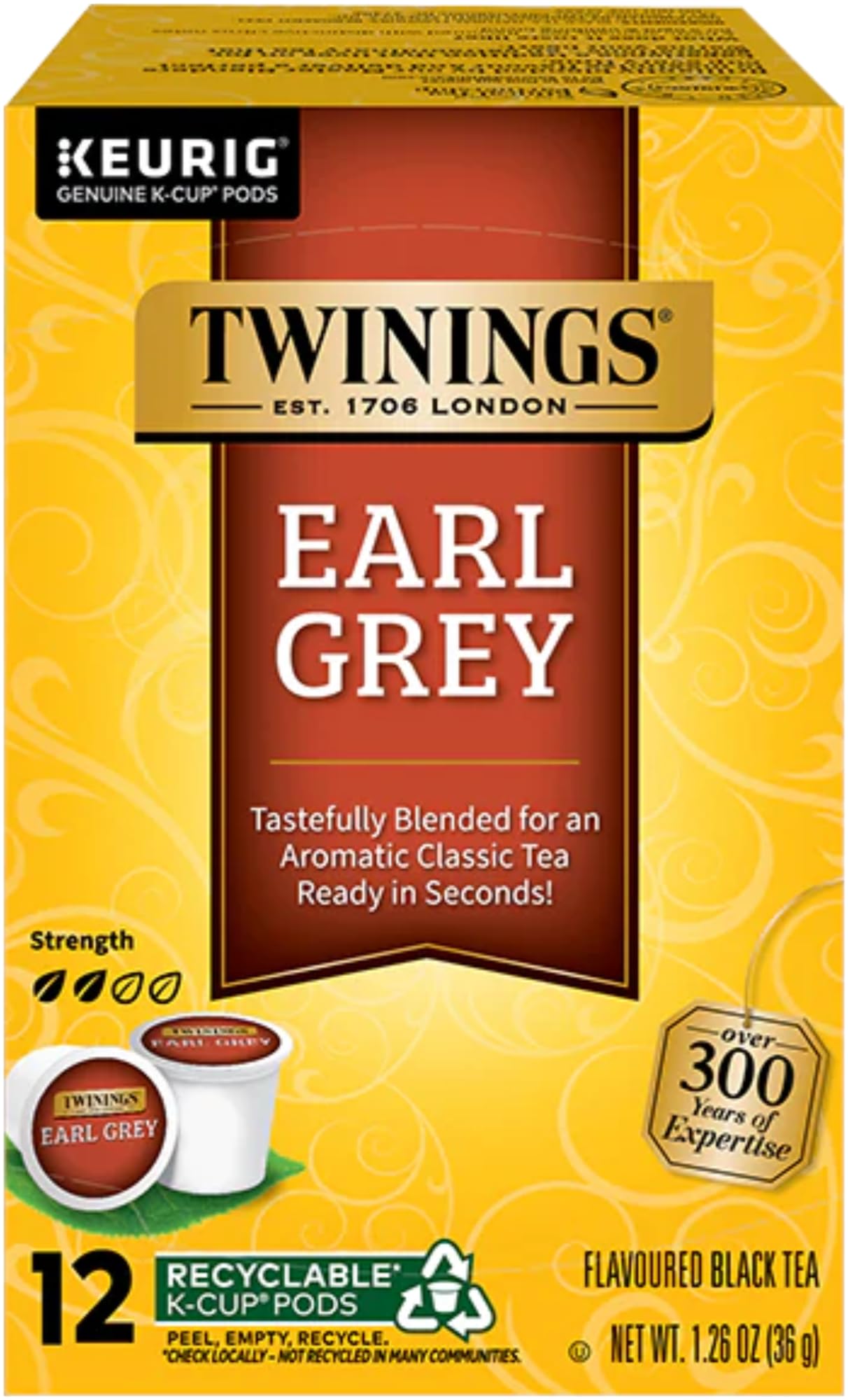 Amazon.com : Twinings Earl Grey Tea K-Cup, 12-ct : Grocery Tea