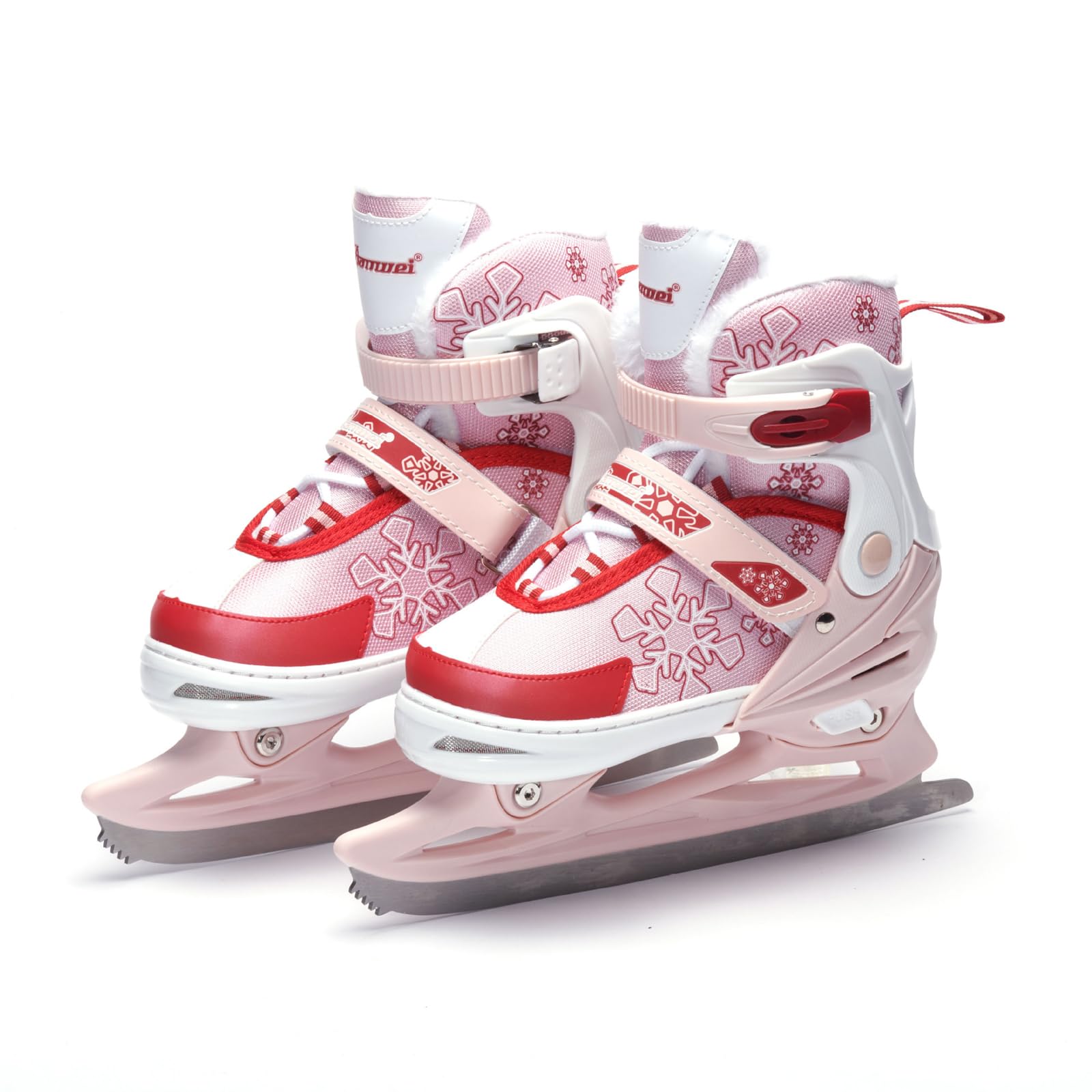 Patins à glace réglables pour femme homme,Chaussures de patinage sur glace avec chaussures de patinage en acier inoxydable système de laçage rapide et boucle push-lock 4 tailles réglables